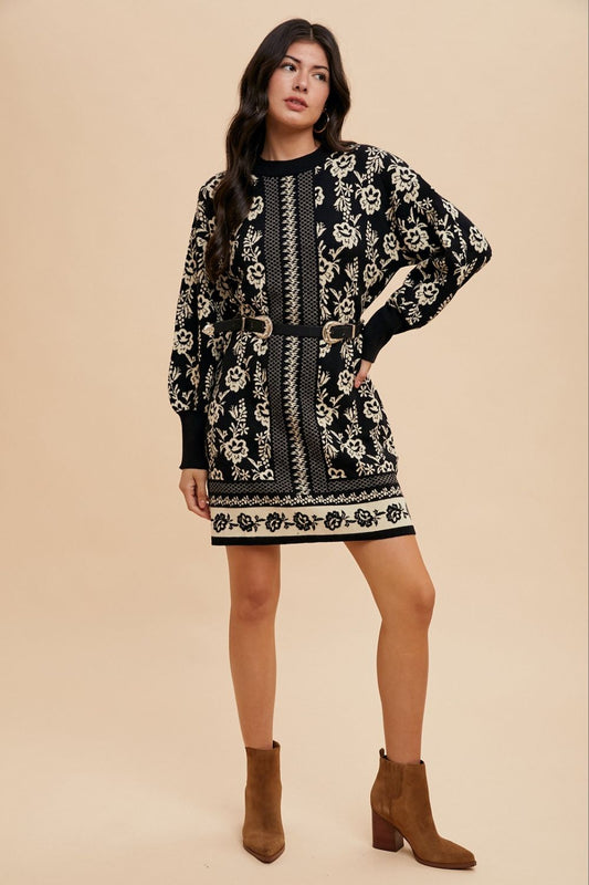 Bloom Jacquard Sweater Dress