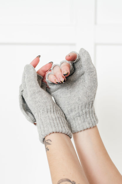 Cozy Flip Top Cable Knit Gloves Duo