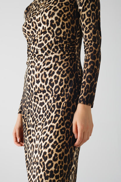 Fierce Elegance Pleated Leopard Dress