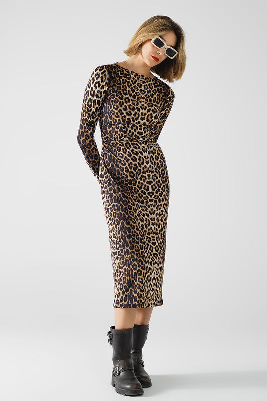 Fierce Elegance Pleated Leopard Dress