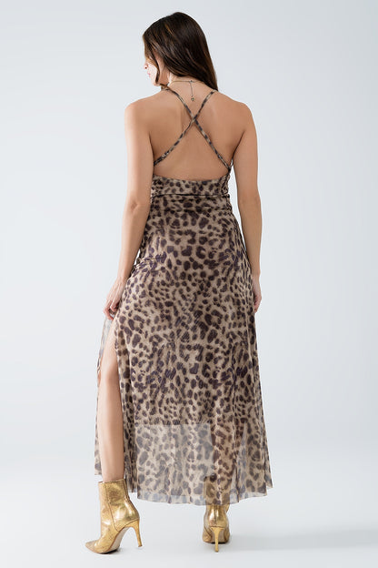 Leopard Luxe Mesh Maxi Dress