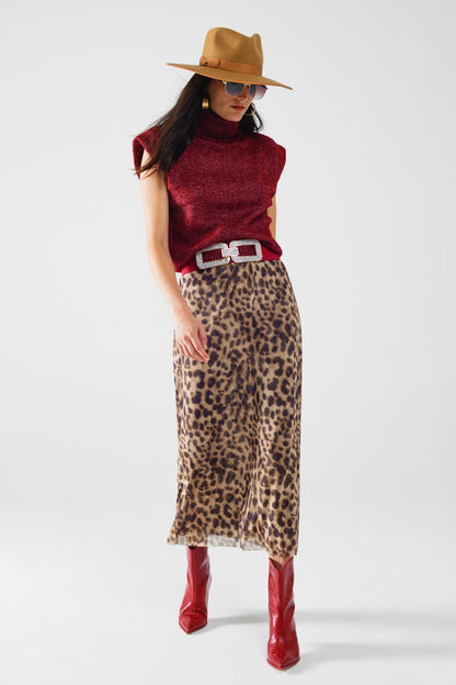 Bordeaux Turtleneck Sleeveless Sweater