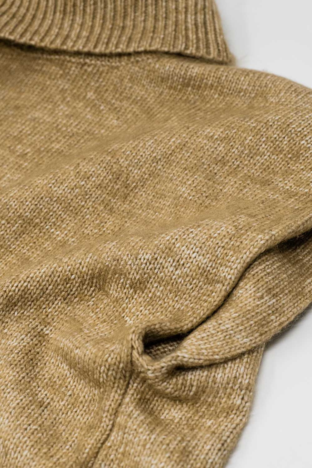 Camel Turtleneck Sleeveless Sweater