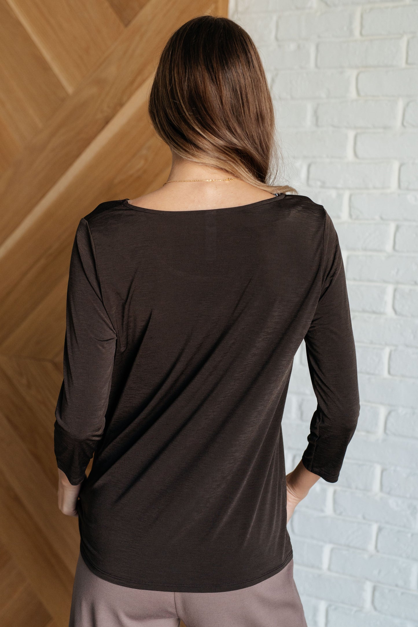 Iconic Brown Round Neck Blouse - Redtop